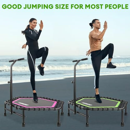 ONETWOFIT 42"/45" Rebounder Trampoline for Adults, Silent Mini Trampoline Indoor Exercise Fitness Trampoline Bungee Rebounder Workout Max Load 330lbs