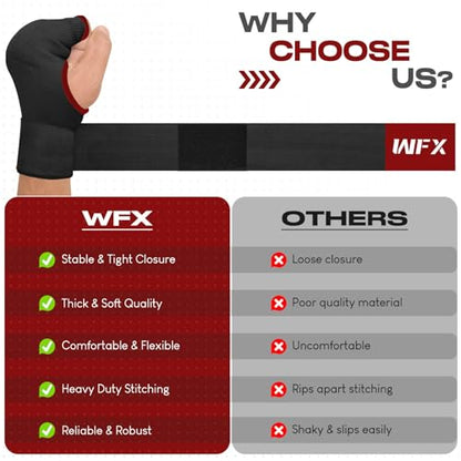 WFX Kids Junior Boxing Hand Wraps Inner Gloves Gel Padded Elasticated Padded Fist Under Gloves Pair Combat Sports for Young Fighters Gel Boxing Hand Wraps - color: Black / Red
