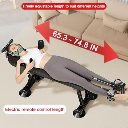Fitness Full Body Traction Table, Massage Cervical Traction Bench & Lumbar Traction Bed, Home Stretch Decompression Machine for Tension Relief, Lumbar Stretching - color: Black