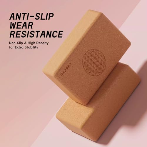 Cork Yoga Block, High Density Non-Slip Support Blocks for Balance, Dance, Pilates, Fitness Training