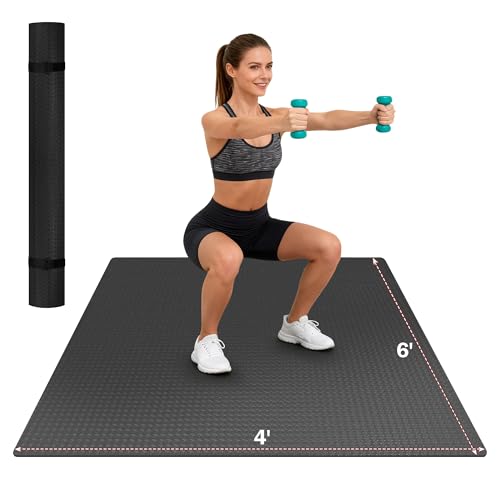 Stepwaver Extra Large Exercise Mat, 6'x4'/ 7'x5'/ 8'x5'/ 9'x5'/10'x5' (6mm) - size: 6'×4'×0.25"