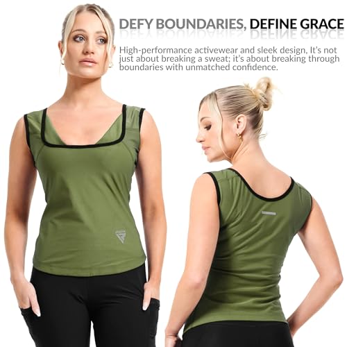 RDX Women’s Sauna Vest Heat Trapping Sweat Waist Trainer - Reach Oeko TEX 100 Certified Body Shaper - color: Army Green Seamless, size: Small