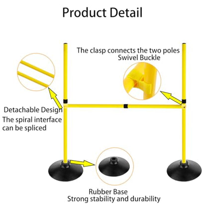 Adjustable Height Agility Hurdle Set Multi-Function Soccer Trainning Pole Set Coaching Sticks with Rubber Base