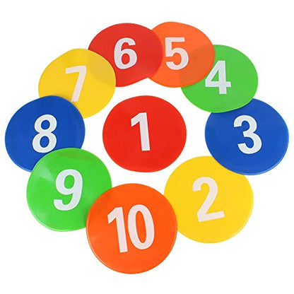 10 PCS Spot Markers Flat Field Cones, 9.1 Inch PVC Football Training Equipment Signs Discs for Sports Speed Agility Training