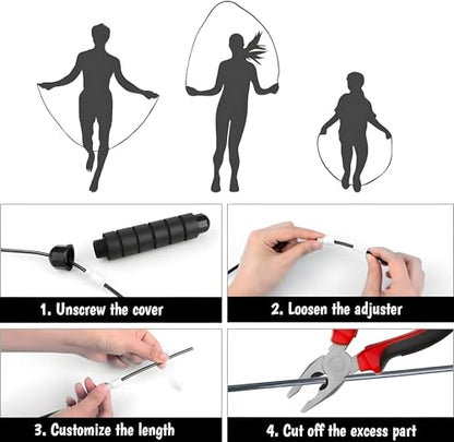 Jump Rope, Adjustable Jump Rope, Tangle-Free Rapid Speed with Ball Bearings for Men, Women and Kids, Home Exercise and Slim Body Weighted Speed Skipping Rope for Fitness at Home Gym Workout