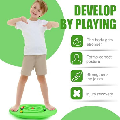 Seenelling Kids Maze Balance Board Sensory Training Toy, Green, Round - color: Green, style: Round
