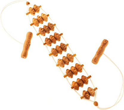 2 Pcs Wooden Sturdy Lymphatic Drainage Roller & Back Massager with Ropes, Maderotherapy, Body Sculpting- Recommended by Professionals (Roller & Massager) - color: Roller & Massager