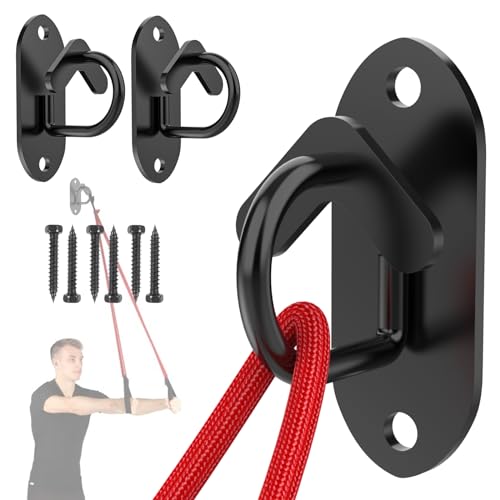 Resistance Band Wall Anchors System, Wall Mount Workout Anchors for Exercise Bands, Space-Saving Home Gym Hooks for Different Levels Strength Training,Fitness - color: Heart Hooks-Black-3Pcs