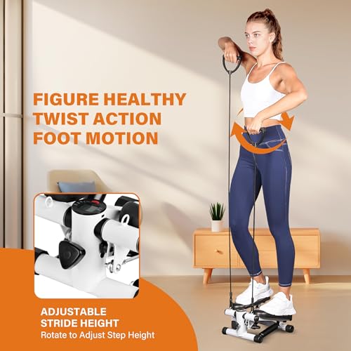 YSSOA Mini Stepper with Resistance Band - color: White