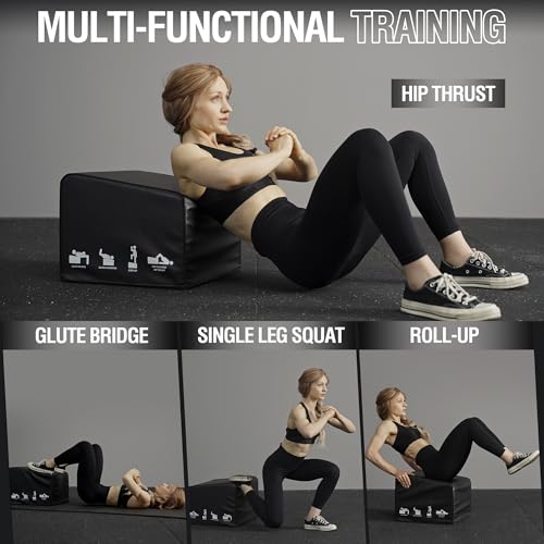 Mikolo Hip Thrust Bench, Hip Thrust Machine at Home for Glute Bridge, Multi-Functional Hip Thrust Box with Non-Slip, Glute Workout Equipment, 700LB Load Capacity, Core & Ab Strength Training - size: Medium