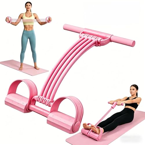 Pedal Resistance Band with Handle Durable 8-Tubes Multifunction Tension Rope Multifunctional Elastic Yoga Resistance Bands with Handles Full Body Exercise for Arms Legs Waist