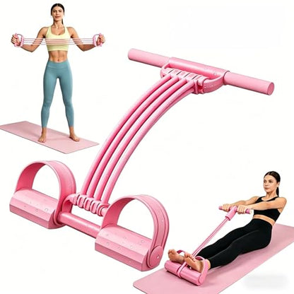 Pedal Resistance Band with Handle Durable 8-Tubes Multifunction Tension Rope Multifunctional Elastic Yoga Resistance Bands with Handles Full Body Exercise for Arms Legs Waist