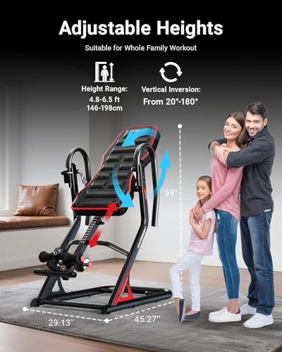 Inversion Table for Back Pain Relief - Decompression Back Stretcher, 350LBS Capacity Strength Training Inversion Equipment, Decompression Table with Safe Belt & Comfortable Ankle Holders