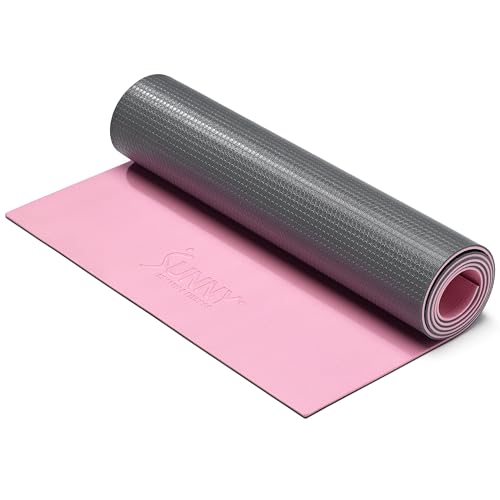 Sunny Health & Fitness Non-Slip Yoga Mat – Durable, Anti-Tear, Lightweight, Cushioned Support for Yoga, Pilates, Stretching Exercises, Meditation and Floor Workouts | Multiple Sizes & Colors - color: Premium Pink