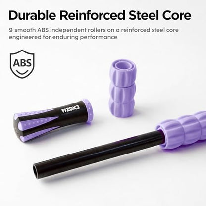 Muscle Roller & Massage Roller Stick for Athletes - Lymphatic Drainage Support, Relieves Muscle Soreness, Cramping & Tightness - Targets Legs, Arms, Back & Calves （Purple - 18inch） - color: Purple