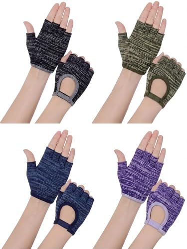 Fourluoo 4 Pcs Women Workout Gloves - color: Black,Green,Blue,Purple