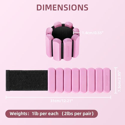 Wrist Ankle Weights for Women Men 2lbs /Pair - Adjustable Arm Leg Pilates Weights Weighted Bangles Wristbands for Gym, Yoga, Strength Training Fitness Workout