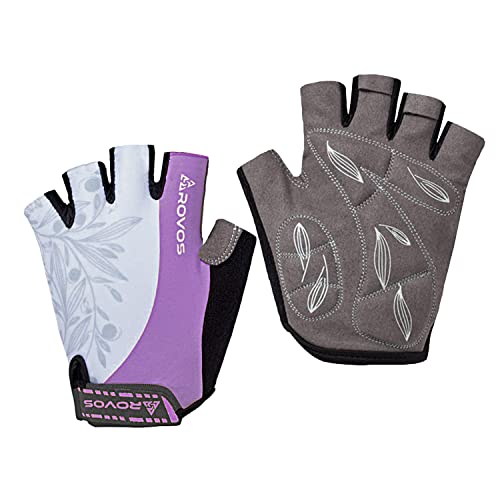 Cycling Gloves for Men & Women - 5MM Anti-Slip Shock-Absorbing Gel Pad, Lightweight & Breathable Half Finger Design for Mountain Cycling, Gym, Motorcycle, Outdoor Sports - color: Deep Purple, size: Medium