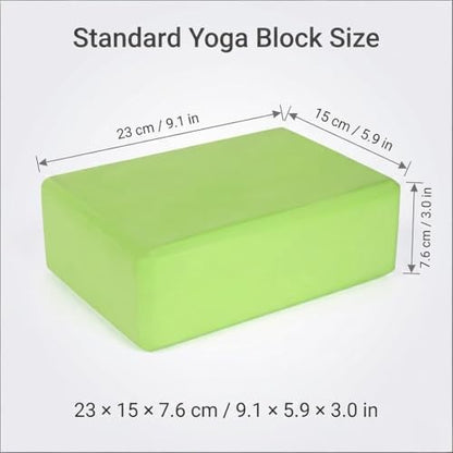 High Density EVA Foam Yoga Block Support and Stability for Stretching, Workout, Pilates at Home and Gym - color: Green