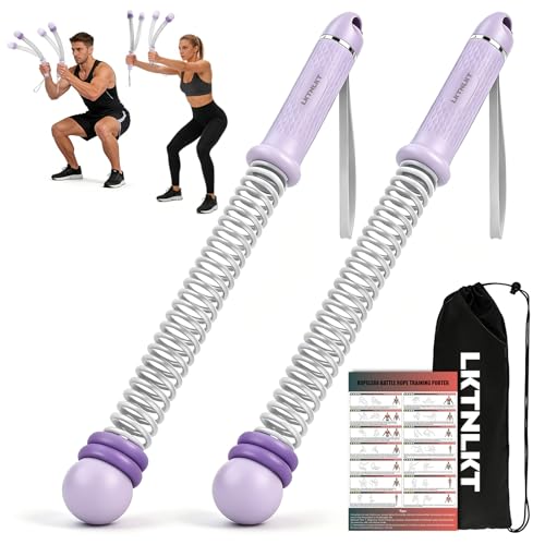 Weighted Ropeless Battle Ropes Adjustable Weight - Portable Cordless Battle Ropes for Home Gym with Workout Poster, Strength Building, HIIT & Low-Impact Cardio Training for Men & Women (Purple) - color: Purple