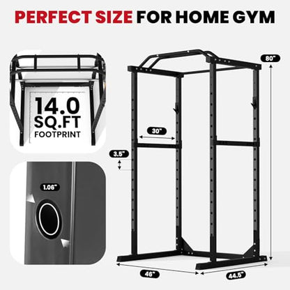 Power Cage 1800 LBS Capacity Multifunctional Power Racks for Home Gym, 2 in 1 Squat Rack with Skinny Pull Up Bar, Pin and Pipe Safeties, Standard J-Hooks, Power Rack for Bench Press Deep Squat