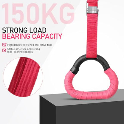 Alipis Gymnastics Rings Set of 2 Pairs with Adjustable Straps, Sturdy Indoor Pull-up Rings for Boys and, Beginner Training Equipment for Home Fitness and Muscle Building
