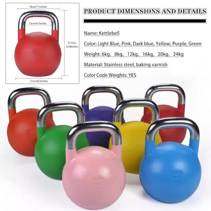 Kettlebell Weights Men's Muscle Training Competitive Kettle Ball, Gym Steel Dumbbell, Squat/Push-up/Deadlift, Fitness Equipment(Green-24kg)