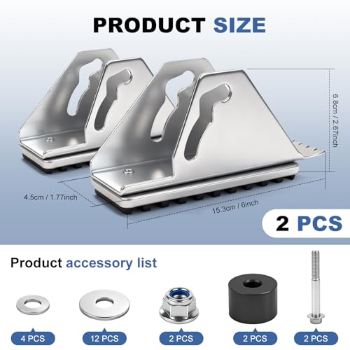 2 Pack Aluminum Anti-Skid Shoe Kit for Extension Ladders Replacement Parts, Rubber Padded Ladder Feet for Extension Ladder Accessories Compatible with D1200, D1300, D1700, D1800 - color: Black and Silver