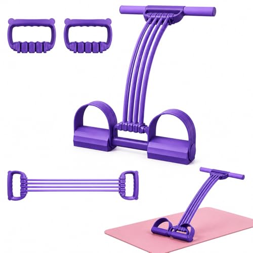 2026 Portable Multi-Functional Fitness Band with Handles and Foot Loops for Foot Stretching, Back Extension & Chest Expansion, Great for Home Office Travel and Yoga Practice - color: Purple