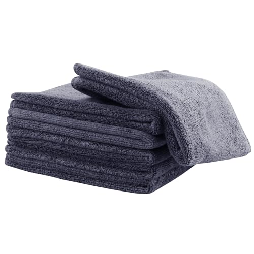 6 Pack Microfiber Wash Cloth, 12x12 Inch Highly Absorbent and Soft Feel Fingertip Towels, Machine Washable Washcloths for Bathroom, Gym, Hotel, Spa and Kitchen, Convenient Hook, Grey - color: Grey 6 Pack