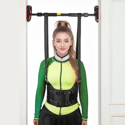 Back Stretcher for Home Use, Spine Decompression Belt for Pain Relief, Adjustable Back Stretching Belt, Back Pain Relief, Neck and Waist Posture Correction, Black M Size