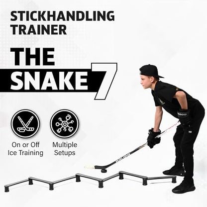 ACE HOCKEY The Snake Stickhandling Trainer – Adjustable Hockey Training Aid for Puck Control, Quick Hands, Reaction Time & Coordination – Snake 5, Snake 7 & Elevated Styles - style: Snake 7