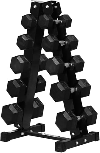 RitFit Rubber Coated Hex Dumbbell Set with Rack, 5-780LB for Home Gym Strength Training, Anti-Slip Knurled Handle, Hexagon Anti-Roll, Heavy-Duty Storage Rack - style: 200LBS Set (10-30LB)
