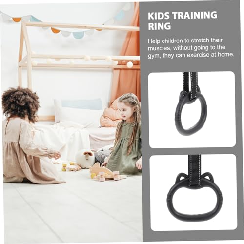 Mikikit Fitness Gym Rings Set for Children Indoor Exercise Pull-Up Rings Adjustable Straps Stretching and Training Equipment for Home Use