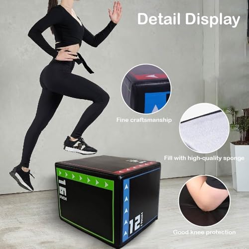 Versatile Non Slip Jump Box Exercise 3-in-1 Foam Plyometric Jump Box for Home Gym Training Fitness
