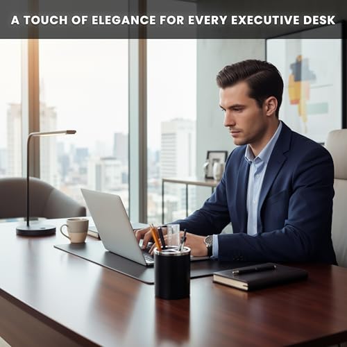 Black Pencil Holder for Desk | 3 Compartments Pencil Cups for Classroom, Home, Office Desks, Meeting Room | Pen Cup Holder for Desks & Decorative Pen Holders for Desk Cute Office Supplies - style: Style E