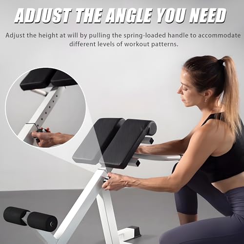 Roman Chair Back Extender - Angle & Height Dual Adjustable Hyperextension Bench for Home Gym - Adjustable Back Exercise Machine Fitness Equipment