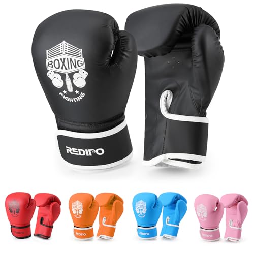 Kids Boxing Gloves, Sponge Foam Training Sparring Gloves Thai Kick Boxing for Kid and Youth, Suitable for Boys and Girls Age 3 to 9 Years - color: black, size: 4oz