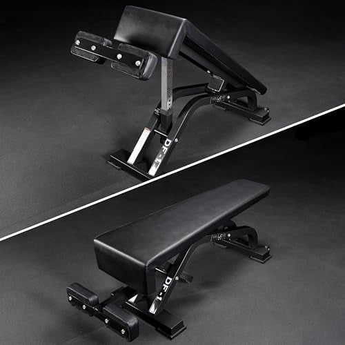 Valor Fitness Adjustable Weight Bench - 16 Position Decline to Flat Utility Bench with Wheels for Ab Crunch Core Training Strength Workouts Weightlifting and Barbell Exercises