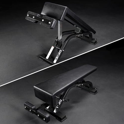 Valor Fitness Adjustable Weight Bench - 16 Position Decline to Flat Utility Bench with Wheels for Ab Crunch Core Training Strength Workouts Weightlifting and Barbell Exercises