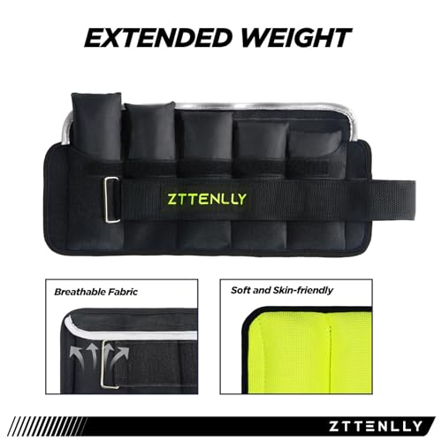 Adjustable Ankle Weights 1-5/10/15/20LBS Pair with Carry Bag - Breathable Fabrics, Reflective Trim - Strength Training Leg Wrist Arm Ankle Walking Weights Sets for Women Men Kids - color: Green, size: 10 lbs Pair (5 lbs Each)