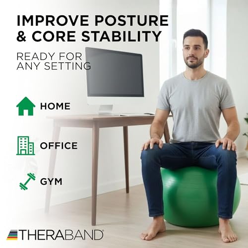 THERABAND Exercise and Stability Ball for Improved Posture, Balance, Core Fitness, Coordination and Rehab