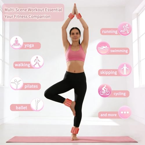 Wrist Weights set for Women, 2 sets of 1 lb each, Silicone Ankle & Wrist Weights for Women & Men, Adjustable Weight fit for Yoga, Dance,Hiking, Jogging,Pilates, Aerobic Exercise and Strength Exercise