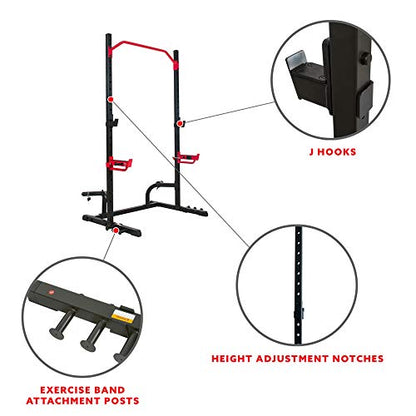 Sunny Health & Fitness Multifunctional Strength Training Home Gym – Complete Workout Equipment with Training Attachments, Optional Squat Stand, Power Rack Cage, Adjustable Incline Bench - style: Premium Rack