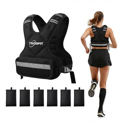Weighted Vest, 11-20LB Weight Vest with Reflective Stripe, Body Weight Vest with Back Mesh Pocket for For Women & Men, Home Gym & Outdoor Strength Training