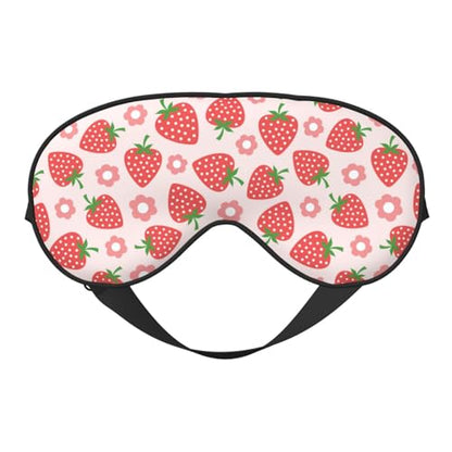 Pink Strawberry Floral Sleep Mask Eye Mask with Adjustable Strap Eye Sleep Shade Cover Blocks Light for Women Men Airplane Travel Nap - color: Pink Strawberry Floral