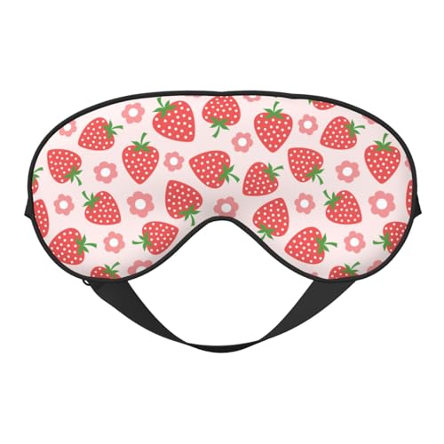 Pink Strawberry Floral Sleep Mask Eye Mask with Adjustable Strap Eye Sleep Shade Cover Blocks Light for Women Men Airplane Travel Nap - color: Pink Strawberry Floral