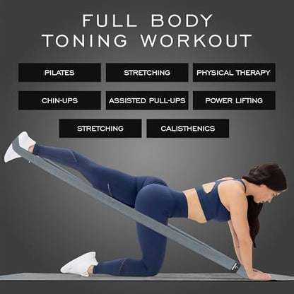 Premium 76" Extra Long Resistance Band for Working Out, 3" Wide Non-Slip Fabric Exercise Band for Stretching, Yoga, Strength Training & Physical Therapy - color: Gray