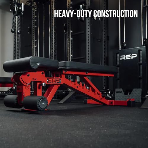 Rep Fitness Adjustable Bench – AB-3000 FID – Flat/Incline/Decline - color: Matte Red