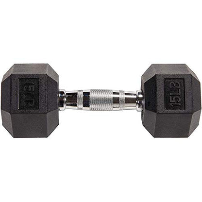 Fitvids Rubber Coated Hex Dumbbell Set with Storage Rack, 100/150/200/550 LB Hand Weight Set with Anti-Slip Grip for Home Gym - size: Dumbbell: 15LBS Pair
